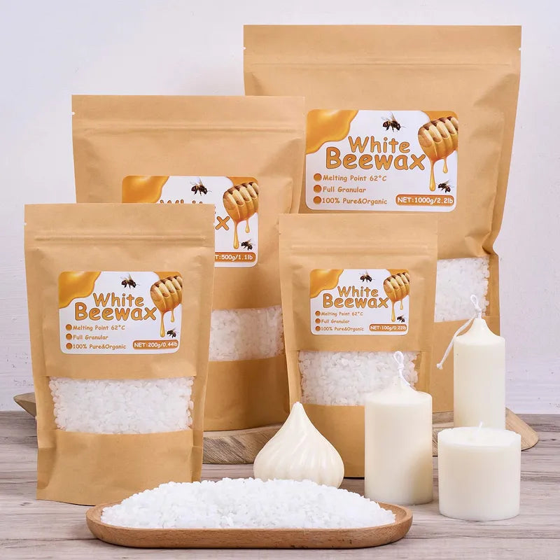 1000g Natural White Beeswax for Candle Making - Granular Raw Material