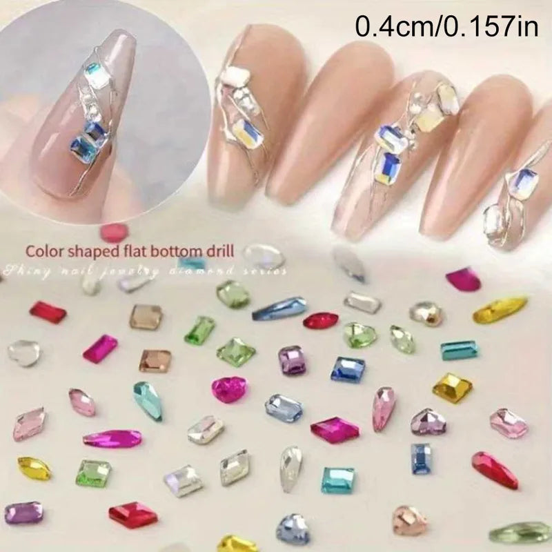 Mini Nail Art Rhinestones 500-1000Pcs Flatback Diamonds Mixed Shapes for DIY Manicure Decoration