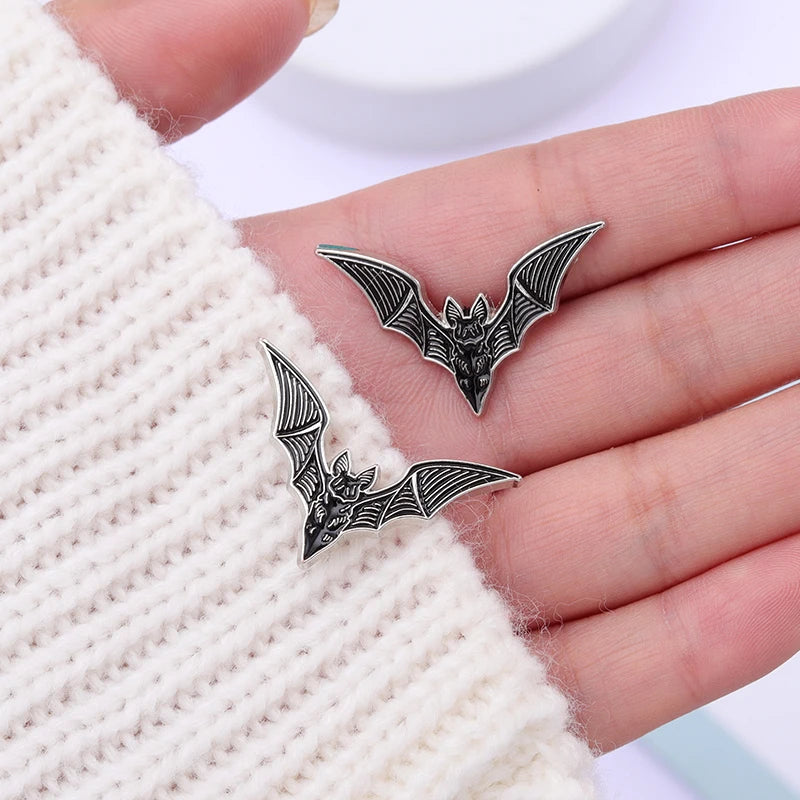Dark Punk Style Enamel Bat Brooch Gothic Jewelry Halloween Gift