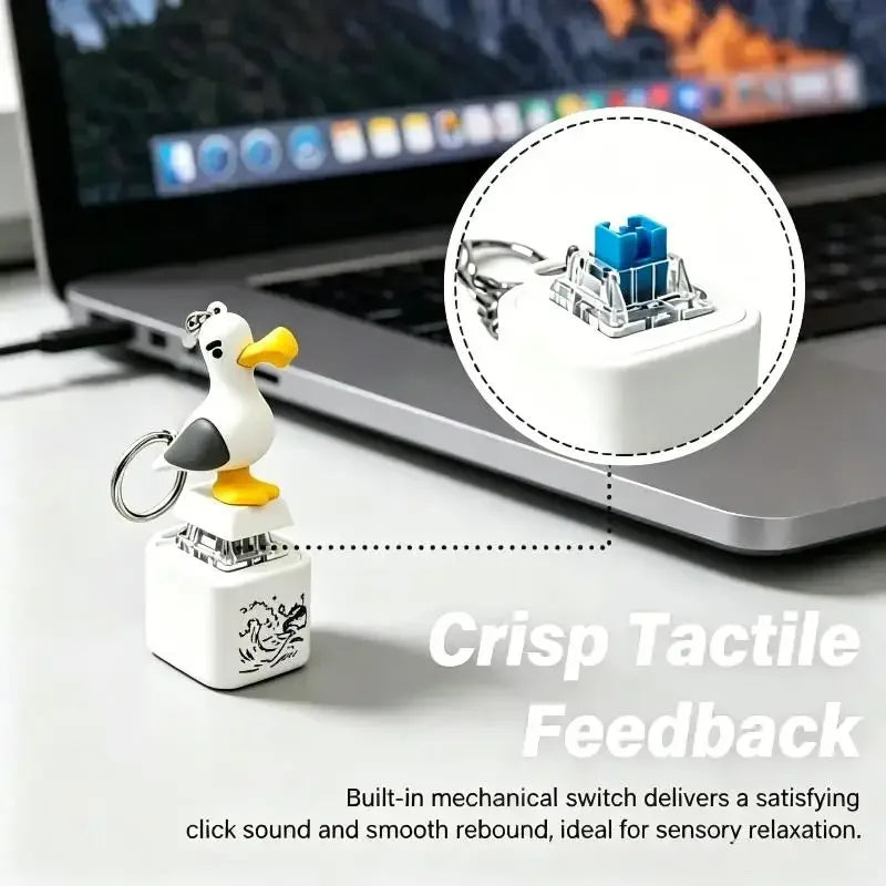 USB Clicky Keyboard Fidget Button with LED Sound Keychain - Light & Satisfying Feel