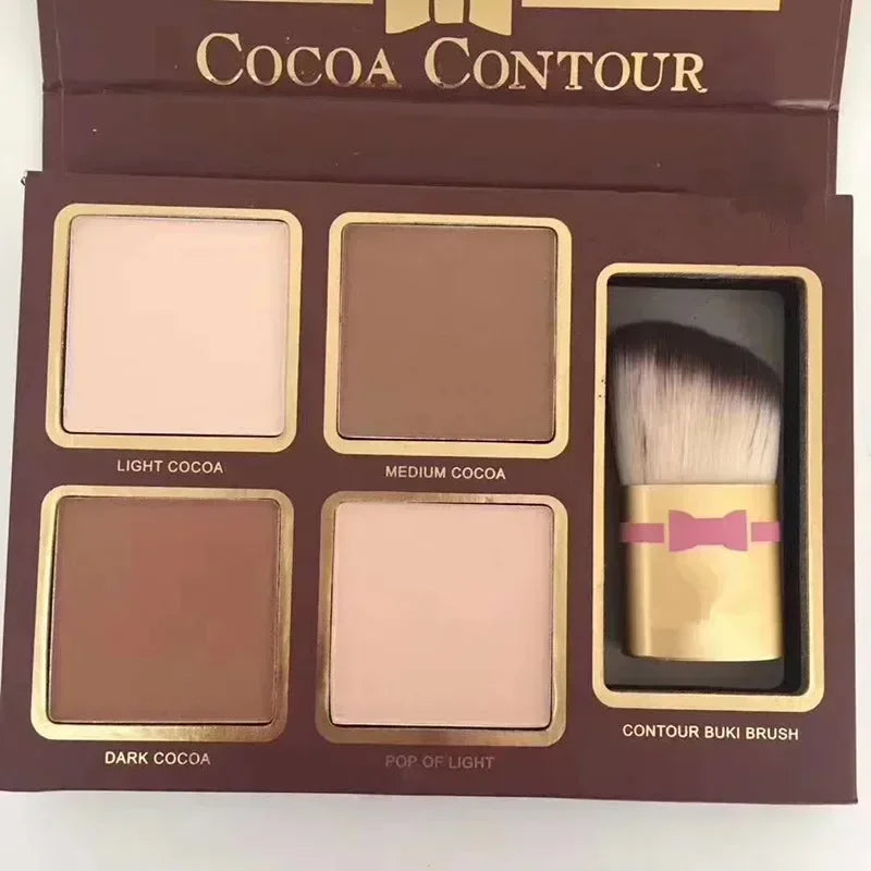4-Color Makeup Powder Contour Kit with Brush - Face Contouring Set