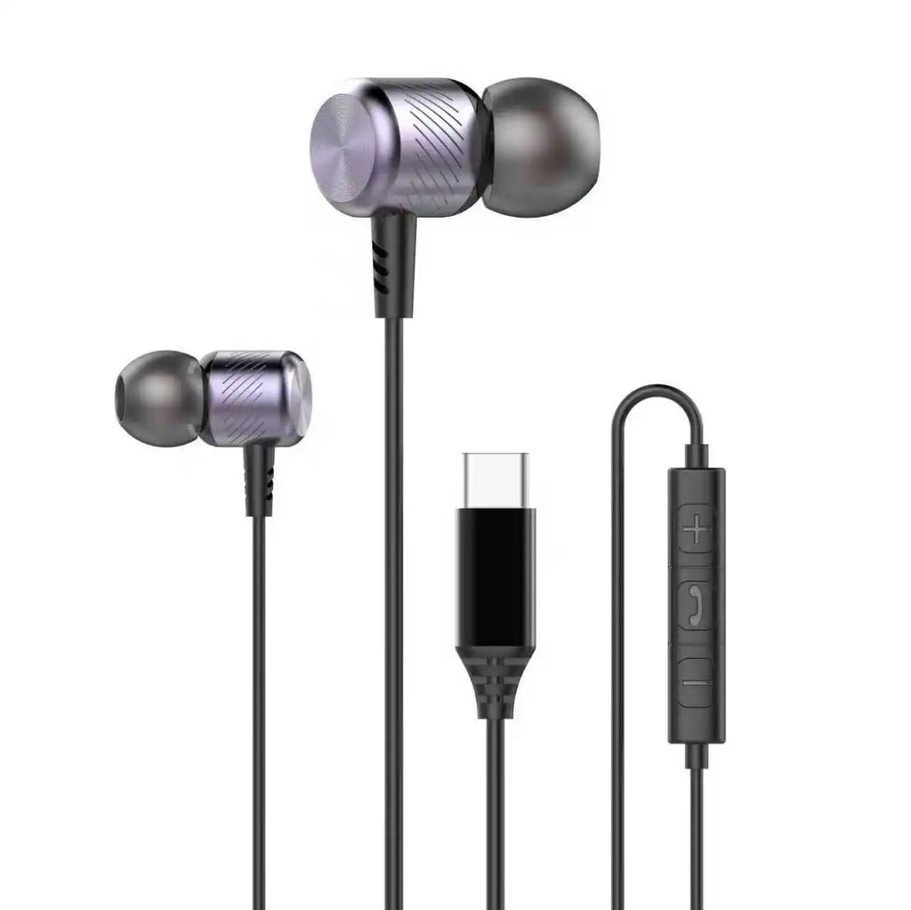 Deep Bass Wired Headphones with Microphone & Type-C/3.5mm Earbuds for Mobile & PC