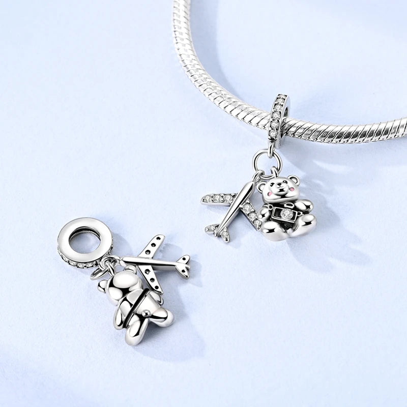 925 Silver Charms Set for Jewelry Making - Tiger Fish Bear Elephant Stars - Gift for Women