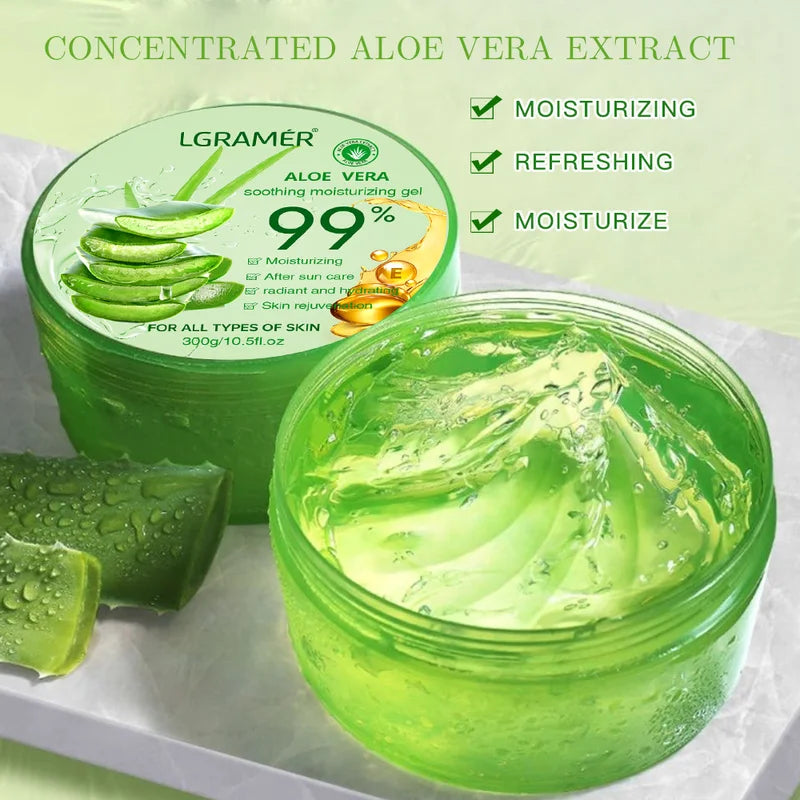 Moisturizing Aloe Vera Gel for Face - Deep Nourishing, Non-Sticky Skin Care, 300g