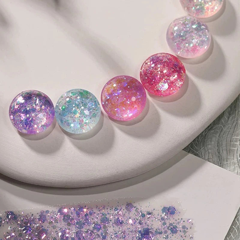 12-Piece Sparkling Gel Nail Polish Set with Glitter & Sequins - All Colors