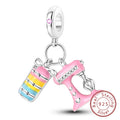 Sterling Silver Pink Pendant Charm for DIY Jewelry Bracelets & Necklaces