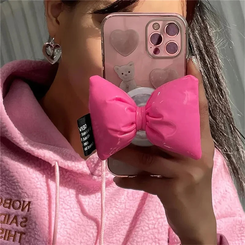 Cute Magnetic Phone Grip Ring with Bowknot for iPhone, Magsafe Stand & Support