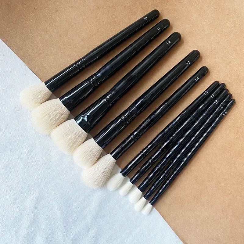 10-Piece Makeup Brush Set with Goat Hair for Face Eye Powder Blush Contour
