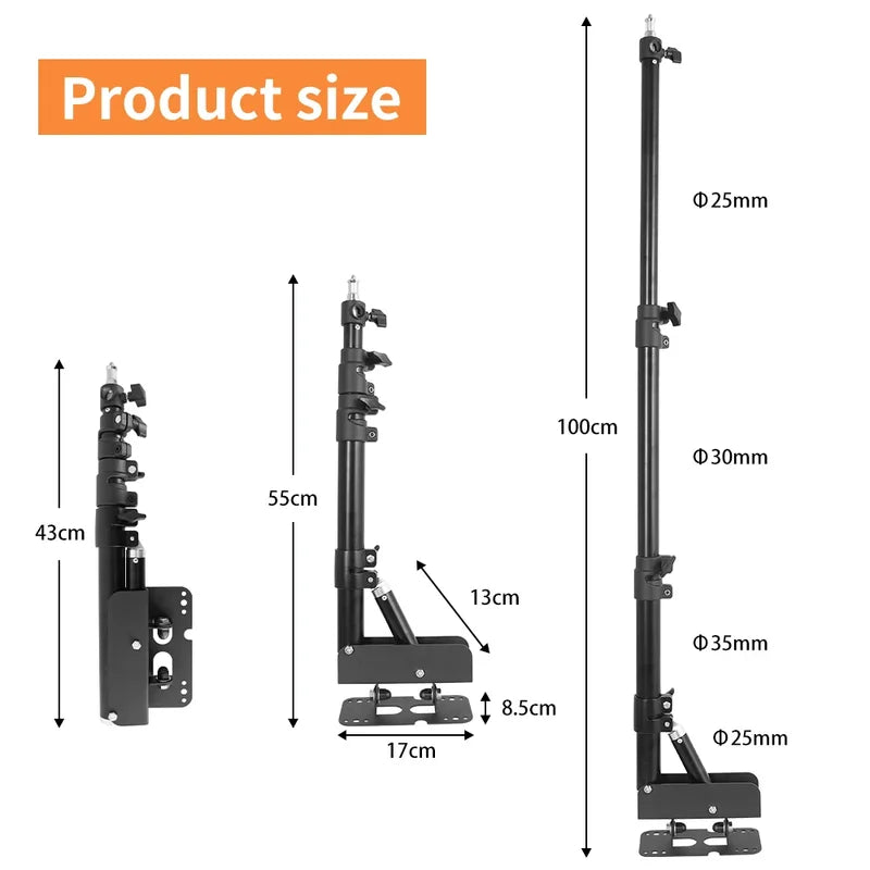 Wall Mount Boom Arm for Photography Studio Softbox and Video Lights - 100cm Rotatable