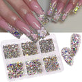 Glass Nail Gems Mix 6 Grids Non-Hotfix Rhinestones for Nail Art & Crafts