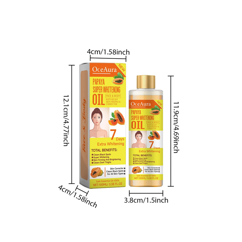 Whitening Body Oil with Papaya & Natural Extracts - Moisturizing Skin Rejuvenation