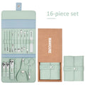 Stainless Steel Manicure & Pedicure Set 12/16 Pcs with Leather Portable Case - Gift Idea