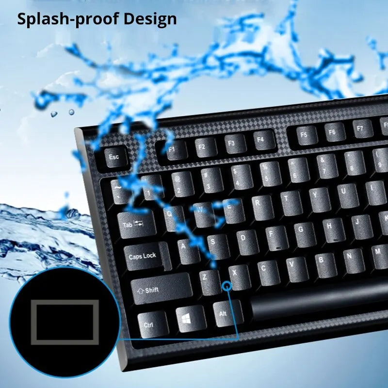 Q9 Wired Full-Size USB Keyboard with Square Mouth Design for Office & Home