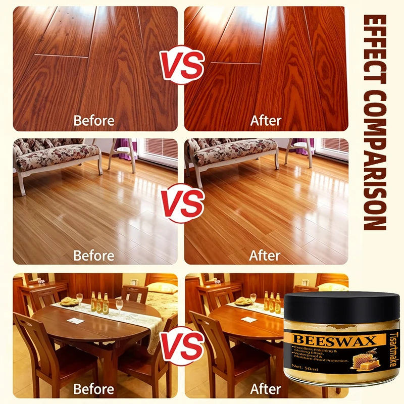 Wood Care Beeswax Solid Furniture Polish with Natural Scent - Waterproof & Restores Wooden Surfaces