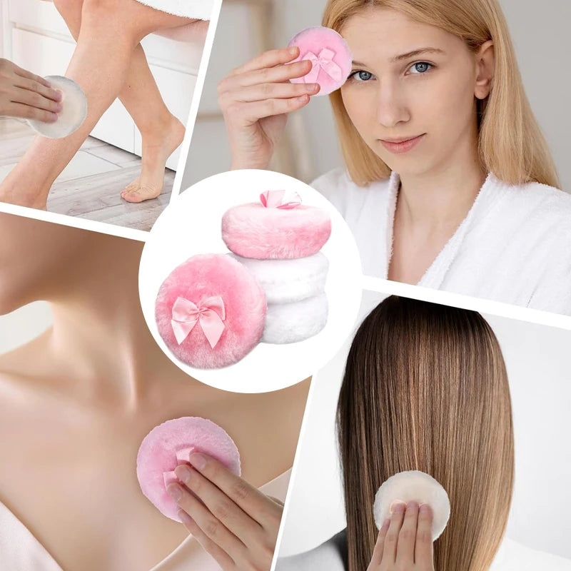 Large Fluffy Powder Puff Makeup Sponge Velour Reusable Face & Body Applicator