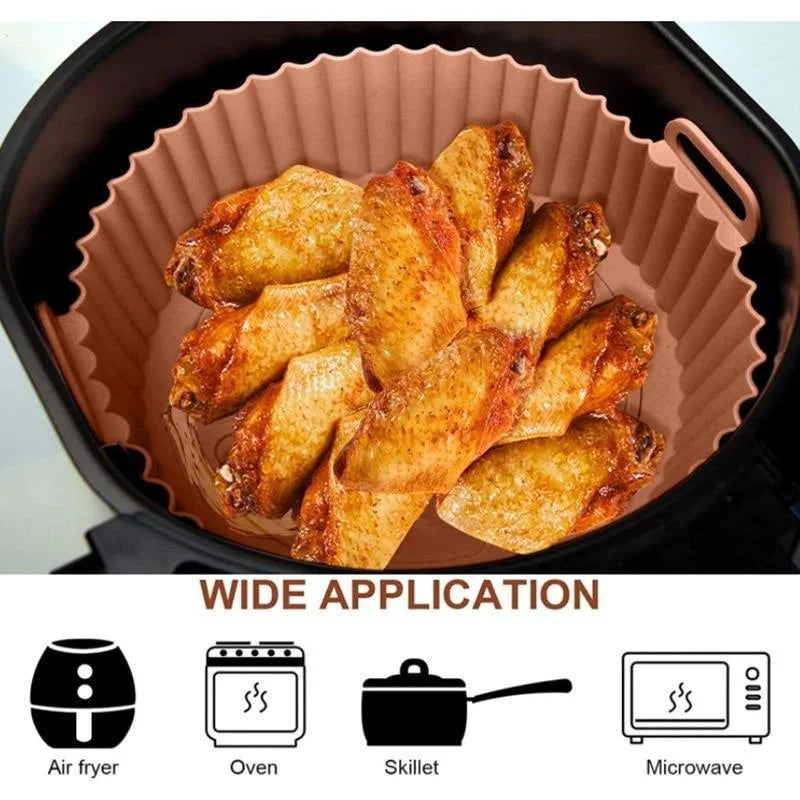 Reusable Silicone Air Fryer Liners - Non-Stick, Food Safe, Easy to Clean, Fits Most Air Fryers