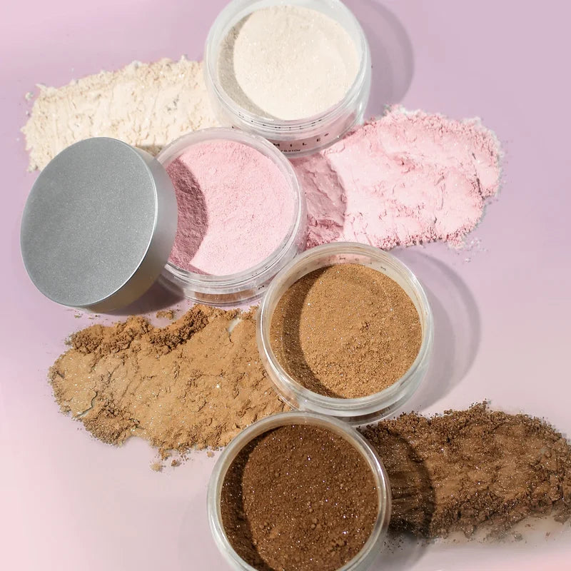 Long Lasting Oil Control Glitter Setting Powder with 4 Colors - Natural Matte Finish