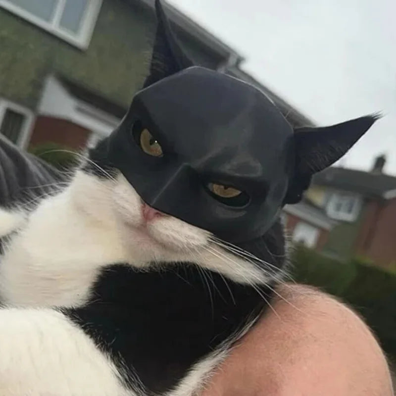 Cat Avenger Mask Bat Cosplay Hat 3D Printed Pet Costume Accessory