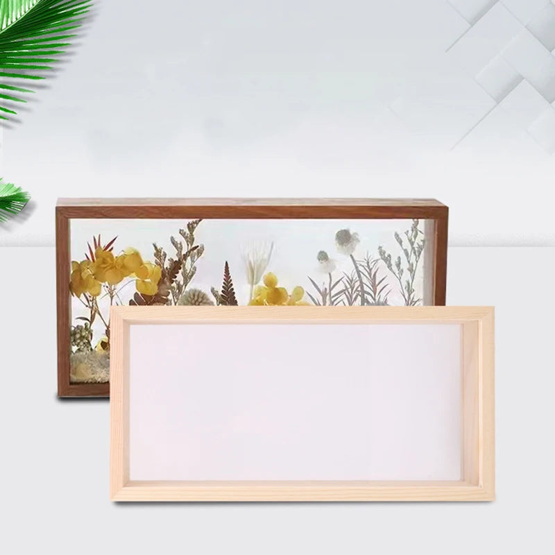 Deep Shadow Box Frame for Dried Flowers and Memorabilia - Wooden Display Case