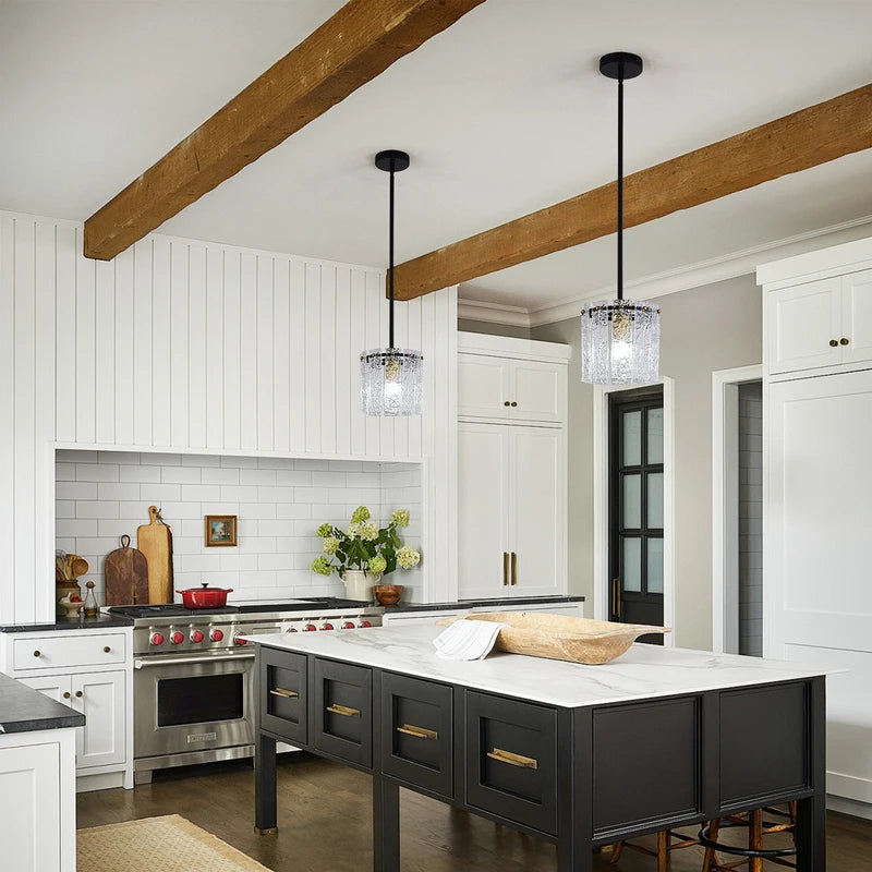Crystal Glass Pendant Ceiling Light Fixture for Living Room & Bedroom