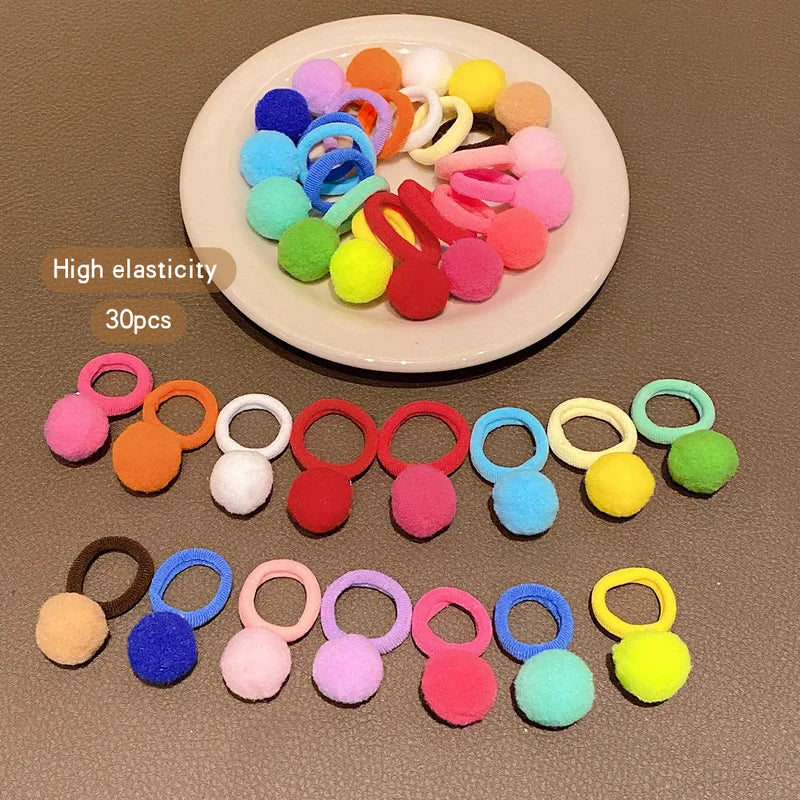 Colorful Hair Bands Set - 30 Elastic Hair Ties & Rubber Bands for Daily Use