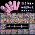 21-Piece Rhinestone Nail Art Jewelry Set with Flat Glass Diamonds