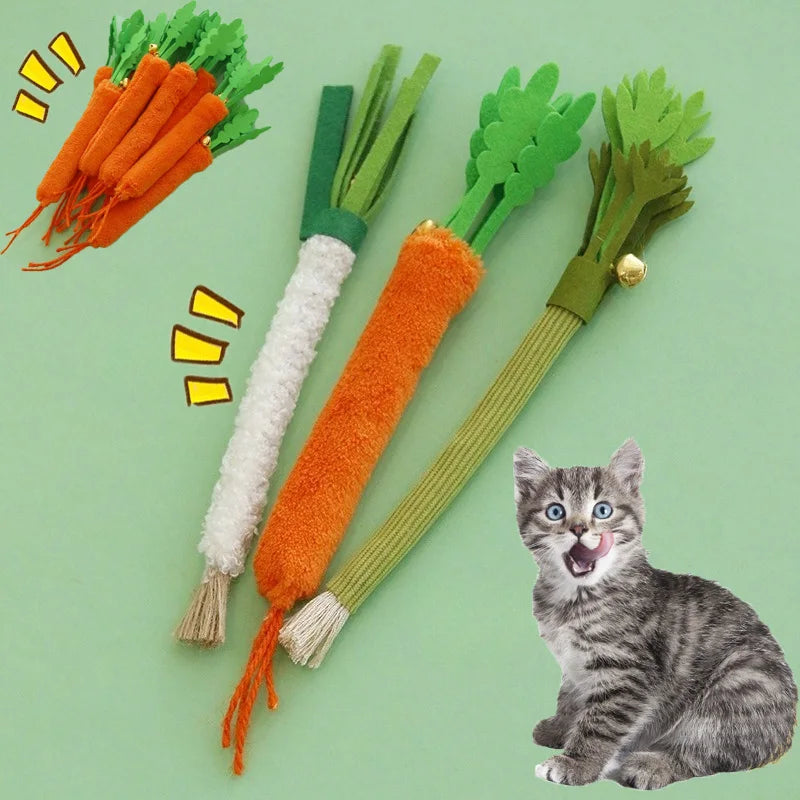 Cat Chew Toy Set with Bell Interactive Teeth Cleaning and Sound Toy for Kitten Training