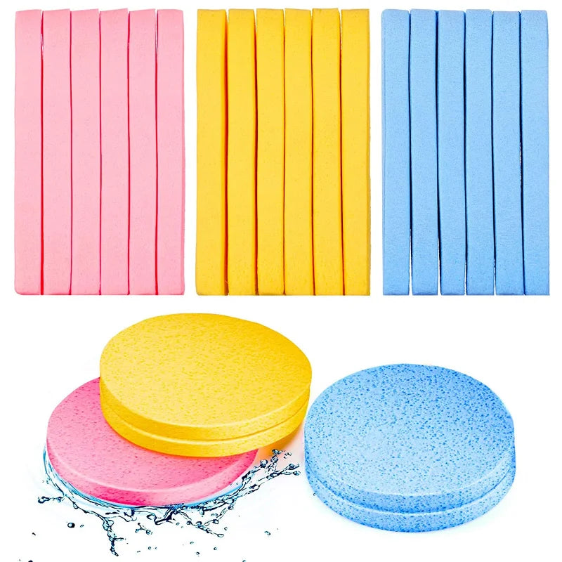 12-Pack Compressed Facial Sponges for Cleansing and Makeup Removal - Soft Exfoliating Pads