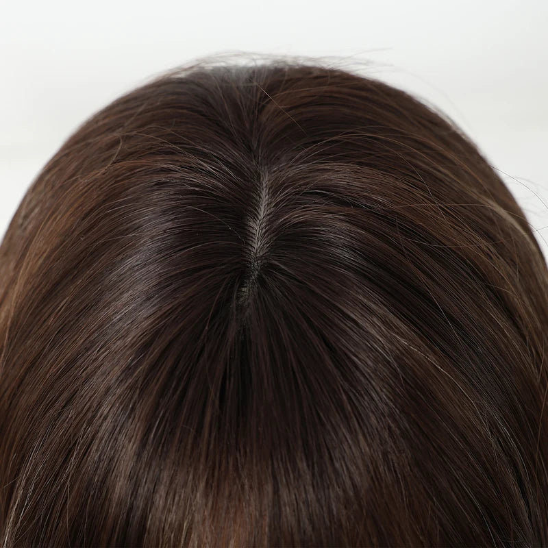 Long Synthetic Wigs with Layered Straight Hair and Highlighted Style - Unisex Daily Wear