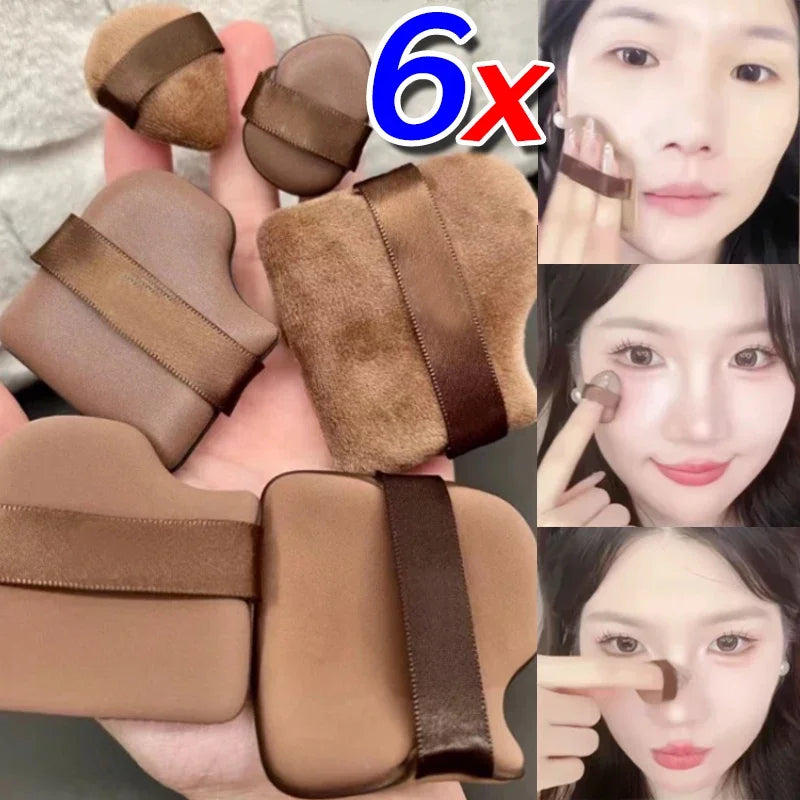 6pcs Makeup Powder Puff Set with Storage Box - Soft Wet & Dry Foundation Sponges