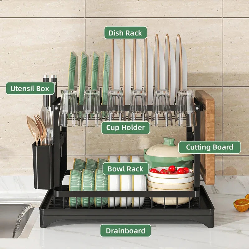 Stainless Steel Dish Rack - Hygienic Residue-Free Kitchen Organizer