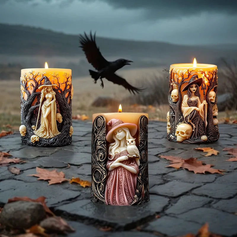 Halloween Witch Candle Mold Silicone DIY Resin Plaster Candle Making Kit
