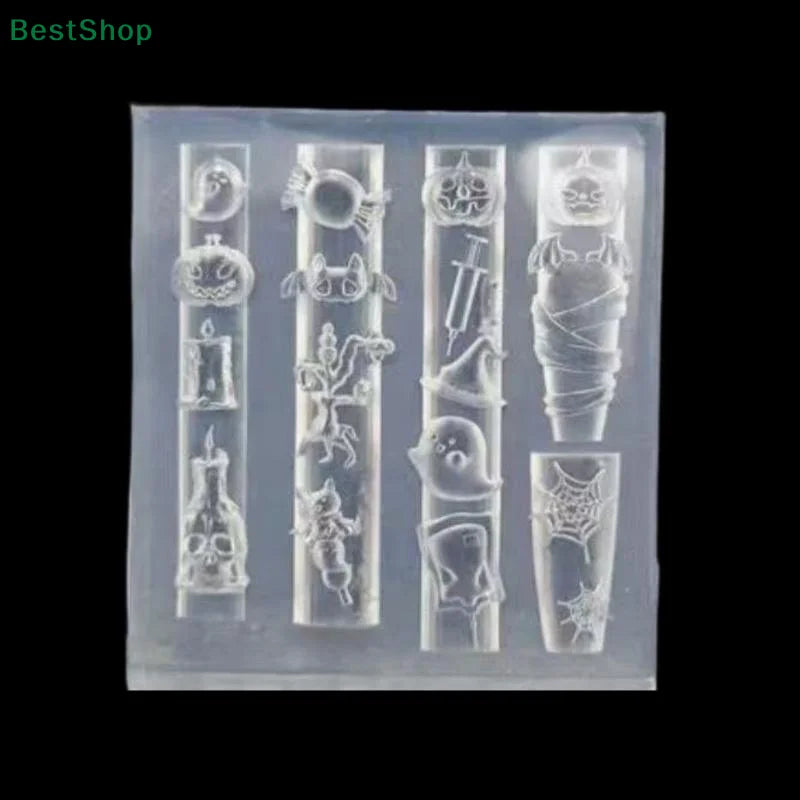 Halloween 3D Nail Mold Pumpkin Spider Relief Silicone Nail Art Decor