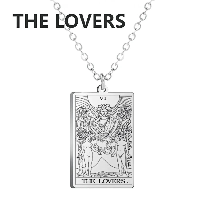 Tarot Card Necklace Major Arcana Divination Jewelry Stainless Steel Gift for Women Men