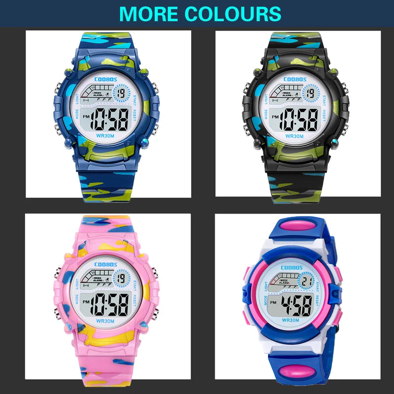 Kids Military Sport Digital Watch Waterproof Luminous Child Boy Girl Alarm Date