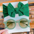 Children's Cotton Bowknot Hairbands & Round Sunglasses Set - Multiple Colors