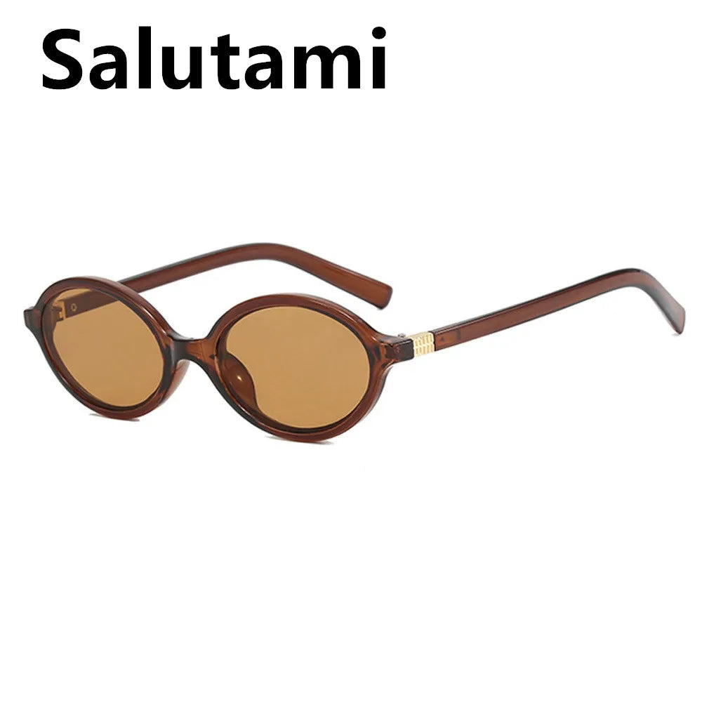 Vintage Small Oval Leopard Sunglasses for Women - Gradient Fashion Shades