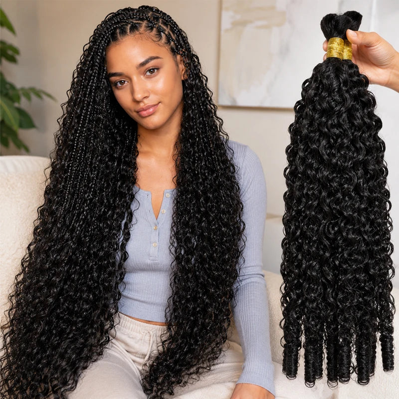 15A Human Braiding Hair Bulk for Boho & Spiral Braid Extensions - Unprocessed Virgin Hair