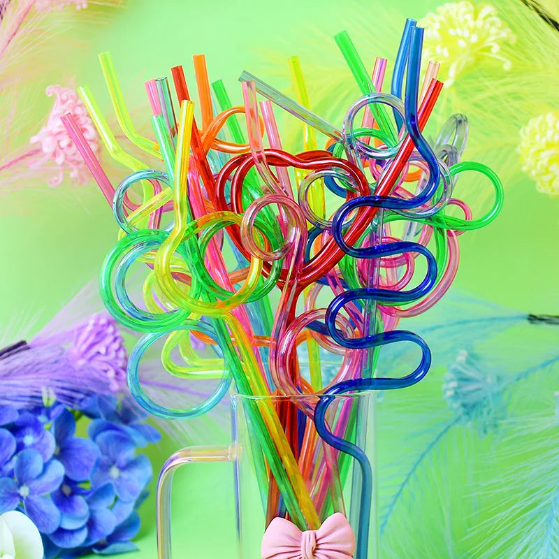 Set of Reusable Spiral Drinking Straws for Parties Bars & Weddings - Multiple Colors