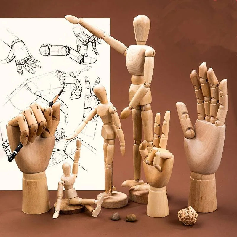 Artistic Wooden Sketch Mannequin with Movable Limbs for Drawing & Decoration