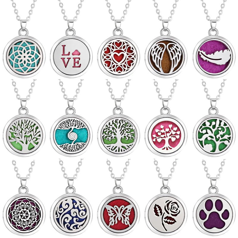 Stainless Steel Tree of Life Aromatherapy Necklace with Diffuser Pendant – Women’s Jewelry Gift