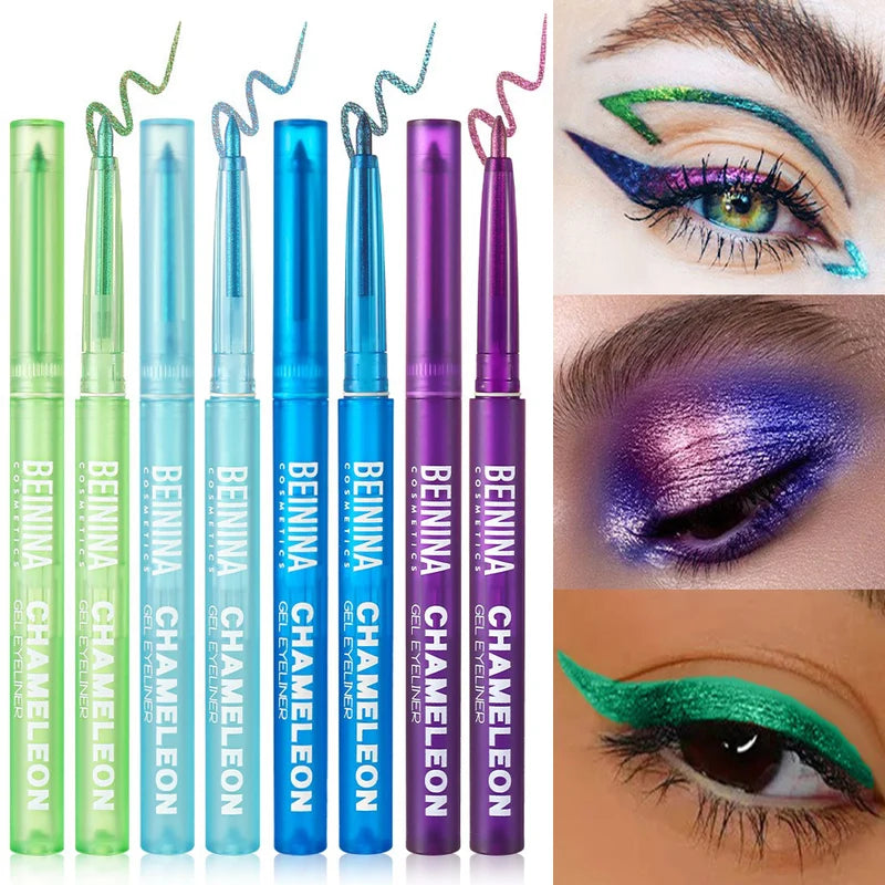 Waterproof Metallic Liquid Eyeliner with Pearlescent Finish - Quick-Dry, Brightening Makeup