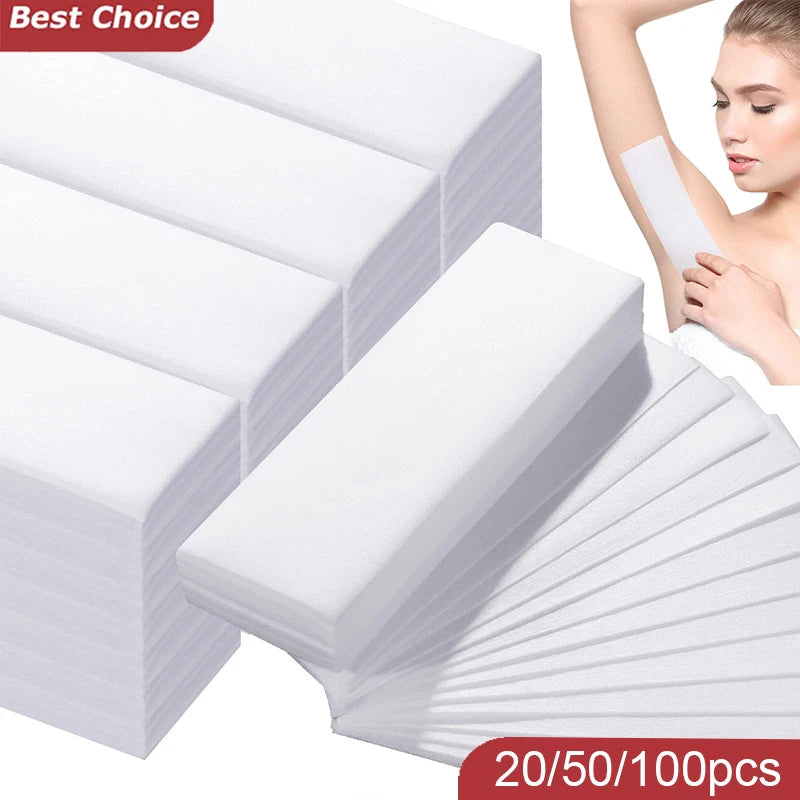 Waxing Body and Facial Hair Removal Strips - Soft Non-Woven Paper, Multiple Colors