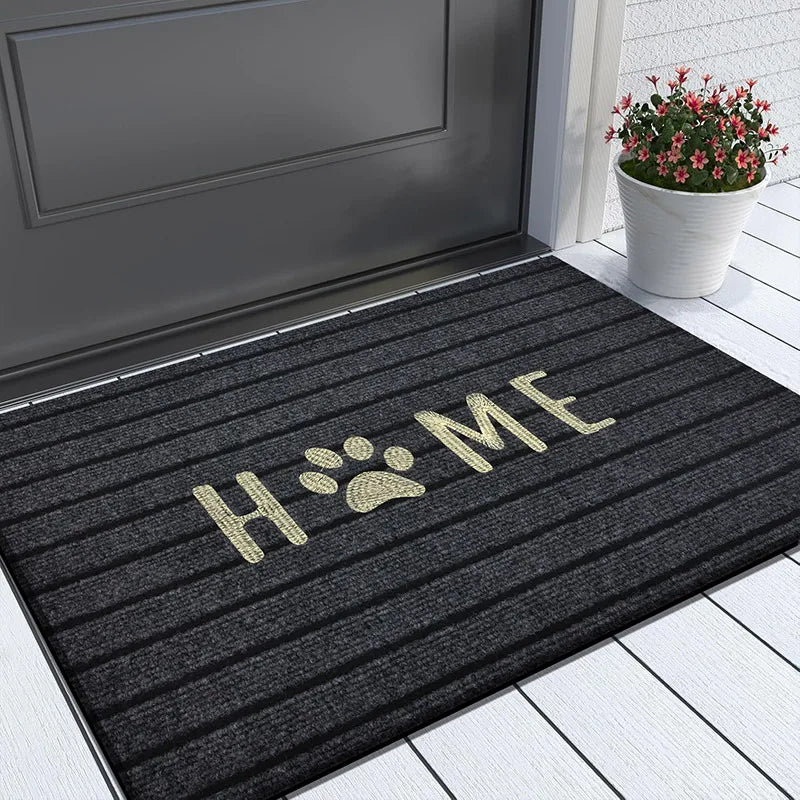 Absorbent Flocking Door Mat with Stripe Design - Entrance, Shower, Small Carpet