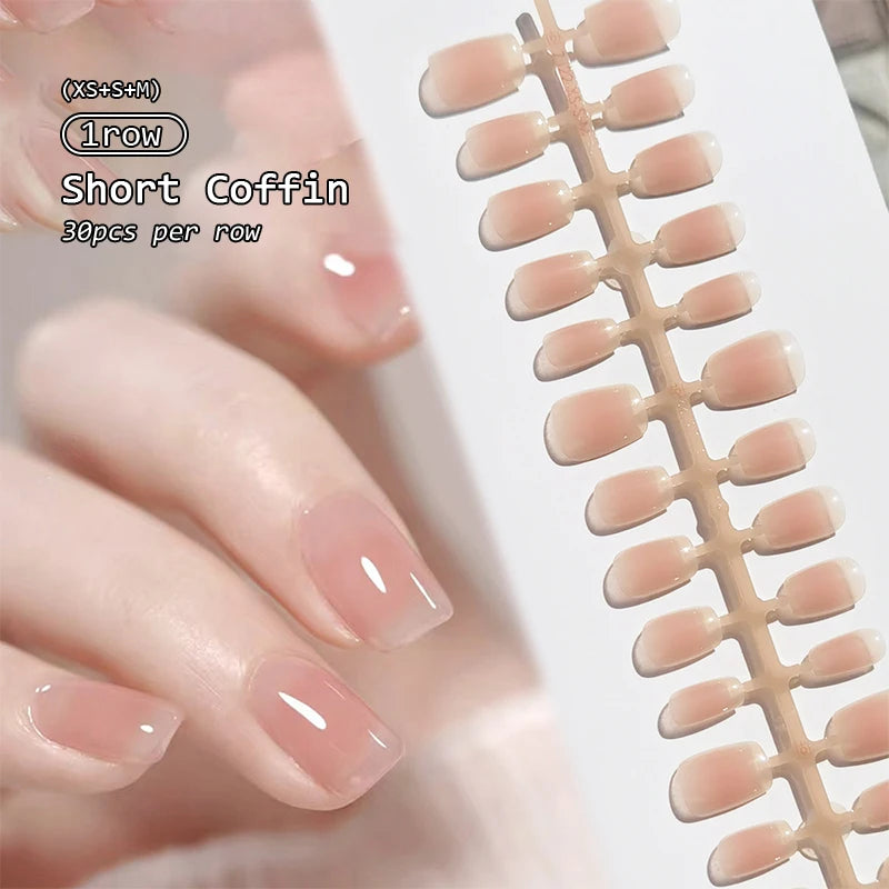 30Pcs Nude Color Fake Nail Sets - Press On Full Cover Nail Tips for Manicure