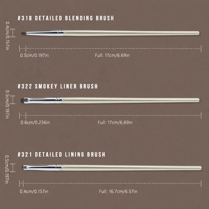 3PCS Small Eyeshadow Brush Set for Detailed Blending & Smudging - Makeup Tools