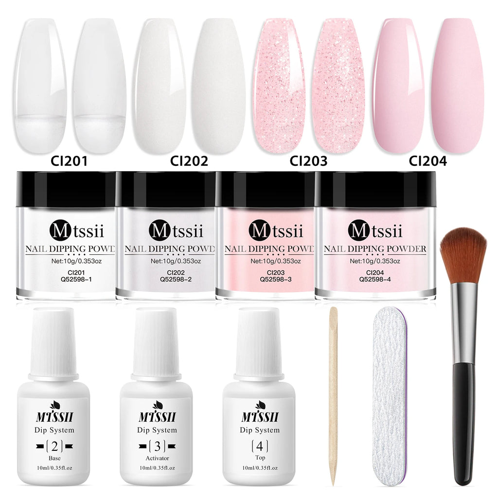 10pcs Nail Dip Powder Set Natural Finish No Lamp Needed Long Lasting DIY Nail Art