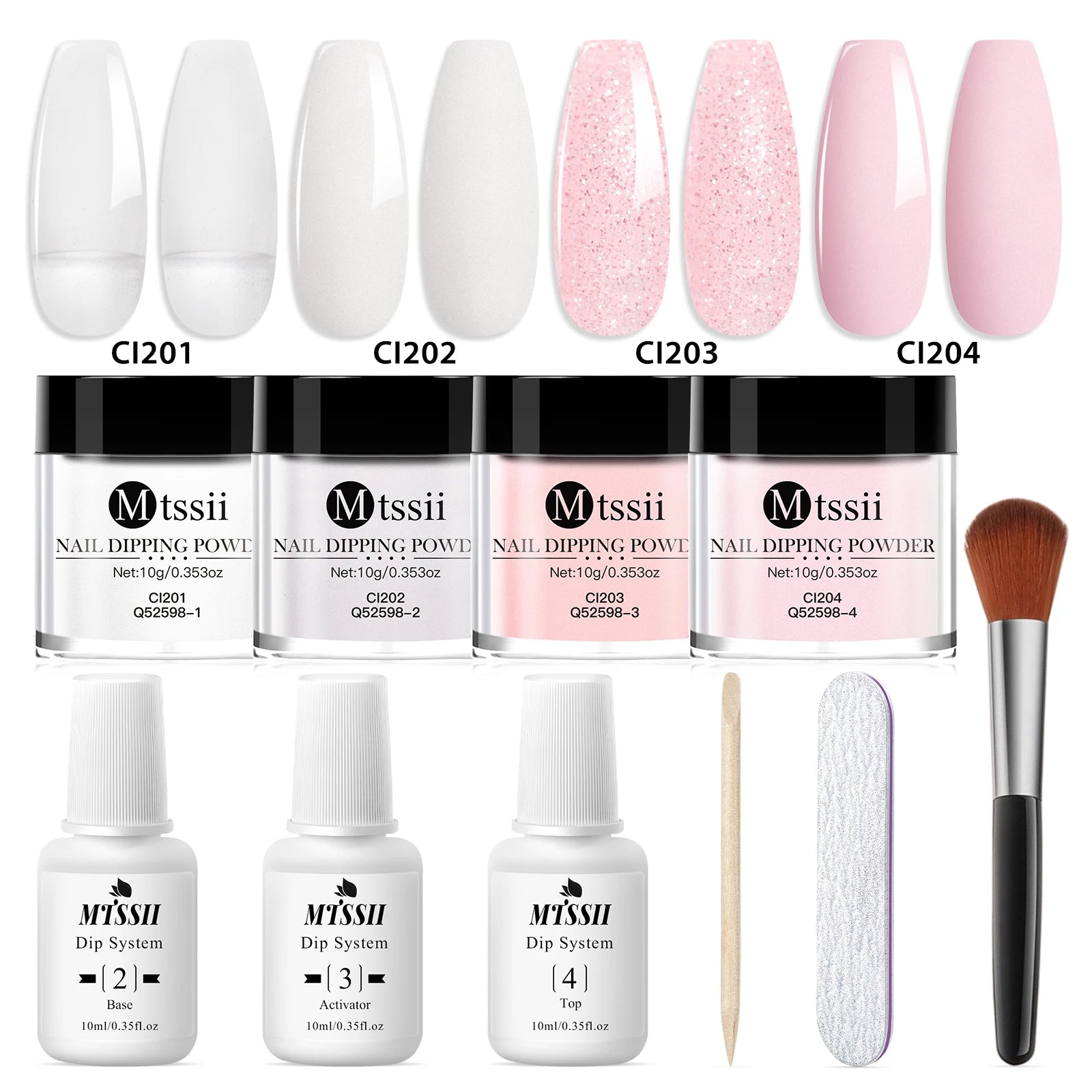10pcs Nail Dip Powder Set Natural Finish No Lamp Needed Long Lasting DIY Nail Art