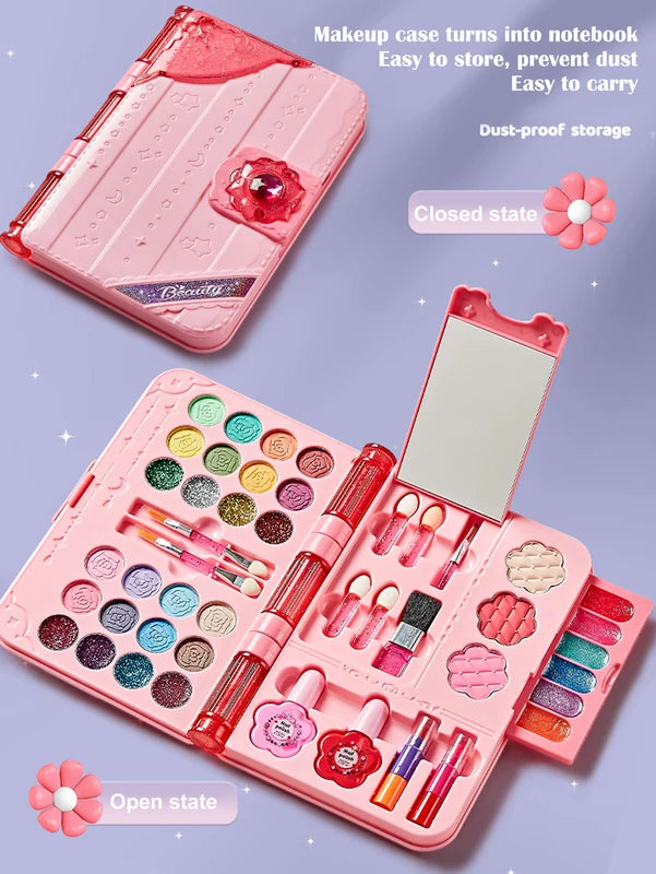Kids Makeup Kit for Girls - Washable Play Cosmetic Set with Mirror and Accessories