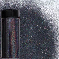 Holographic Black Glitter Powder for Nail Art, Rainbow Bright, Portable